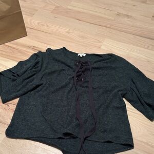 Umgee Dark Gray Lace-Up Top